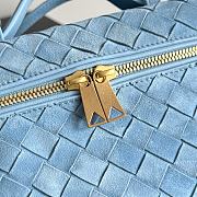 Fortok Bottega Veneta Bang Bang Intrecciato Vanity Bag In Suede Light Blue 22*12.5*5cm - 3