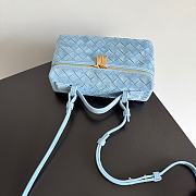Fortok Bottega Veneta Bang Bang Intrecciato Vanity Bag In Suede Light Blue 22*12.5*5cm - 5