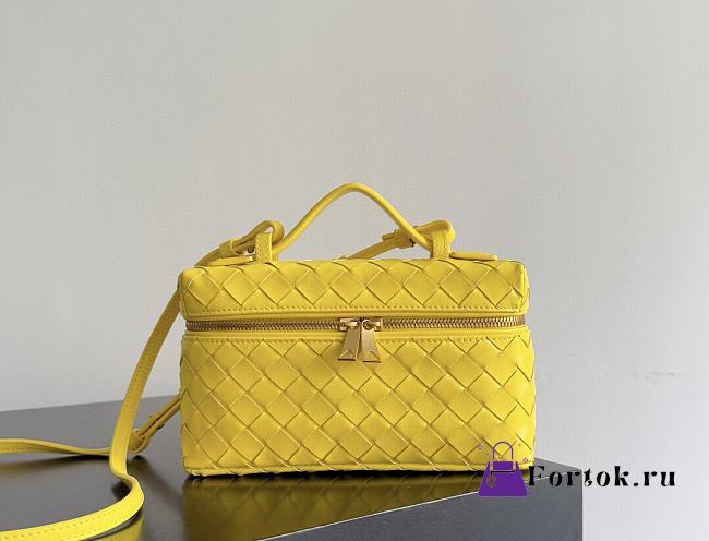 Fortok Bottega Veneta Bang Bang Intrecciato Vanity Bag Bright Yellow 22*12.5*5cm - 1