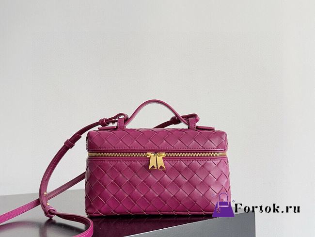 Fortok Bottega Veneta Bang Bang Intrecciato Vanity Bag Hot Pink 22*12.5*5cm - 1