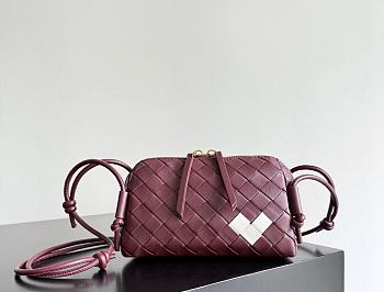 Fortok Bottega Veneta Concert Pouch Burgundy White Heart 18.5*11.5*8.5cm 