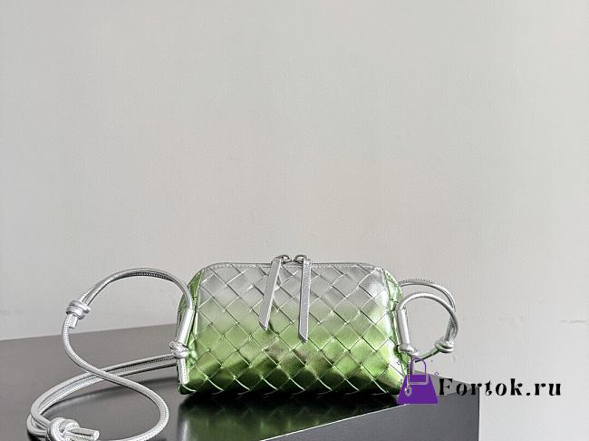 Fortok Bottega Veneta Concert Pouch Fresh Mint/ Silver 18.5*11.5*8.5cm  - 1