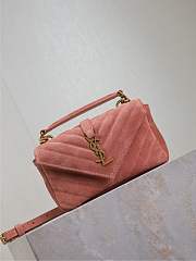 Fortok YSL Saint Laurent Mini College Shiny Suede Orange Pink 20×13×3cm  - 5