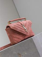 Fortok YSL Saint Laurent Mini College Shiny Suede Orange Pink 20×13×3cm  - 4