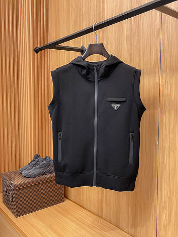 Fortok Prada Sleeveless Drawstring Jacket Black 