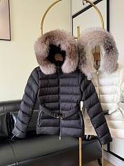 Fortok Moncler puffer jackets sfur-trimmed hood White/ Black - 2