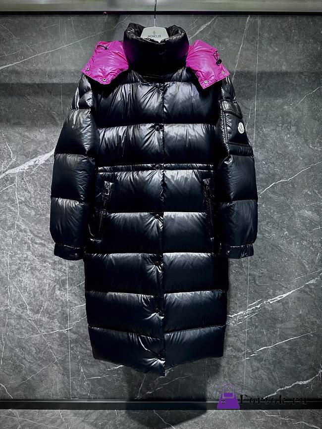 Fortok Moncler Cavettaz long down jacket Black/Pink - 1