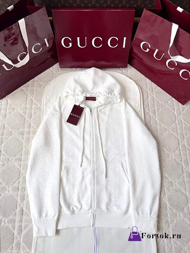 Fortok Gucci 25SS Embossed GG Technical Jersey White Jacket - 1