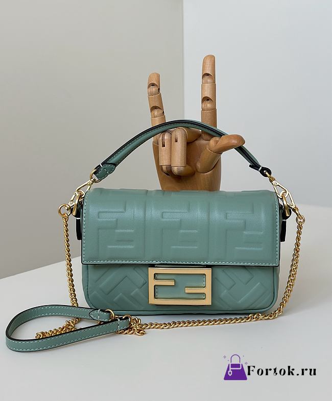 Fortok Fendi Baguette FF Logo Banana Blue 19×5×12cm - 1