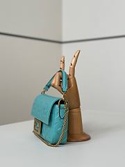 Fortok Fendi Baguette FF Logo Banana Baby Blue 19×5×12cm - 5