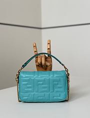 Fortok Fendi Baguette FF Logo Banana Baby Blue 19×5×12cm - 4