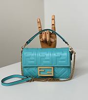 Fortok Fendi Baguette FF Logo Banana Baby Blue 19×5×12cm - 3