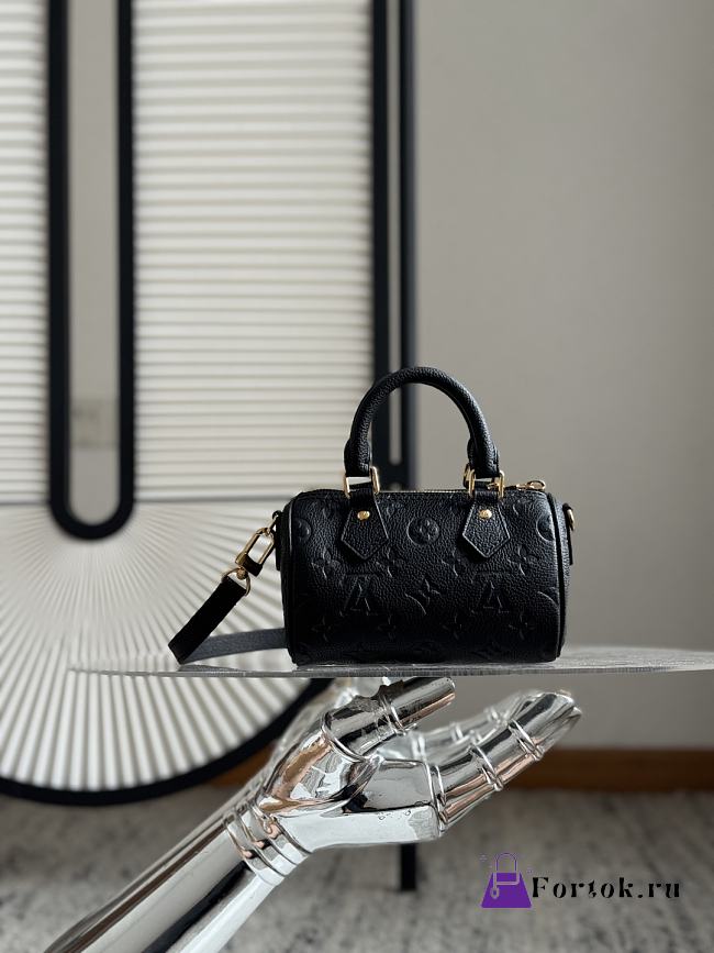 Fortok Louis Vuitton Nano Speedy Black In Gold Hardware 10 x 7.5 x 16cm - 1