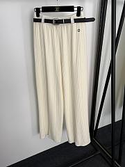 Fortok Loro Piana Knit Suit Polo + high-waist straight pants with belt Cream - 2