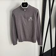 Fortok Loro Piana Knit Suit Sweater Logo + high waist straight pants Grey - 6