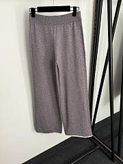 Fortok Loro Piana Knit Suit Sweater Logo + high waist straight pants Grey - 5
