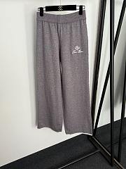 Fortok Loro Piana Knit Suit Sweater Logo + high waist straight pants Grey - 2