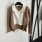 Fortok Loro Piana Knit Suit long-sleeved knitted cardigan + high-waisted knitted skirt Brown - 5