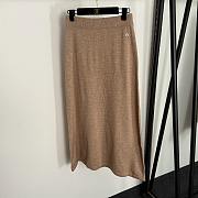 Fortok Loro Piana Knit Suit long-sleeved knitted cardigan + high-waisted knitted skirt Brown - 4