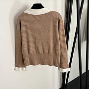 Fortok Loro Piana Knit Suit long-sleeved knitted cardigan + high-waisted knitted skirt Brown - 3