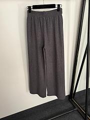 Fortok Loro Piana Knit Suit striped long-sleeved top + elastic high-waist casual pants Grey - 6