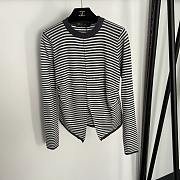 Fortok Loro Piana Knit Suit striped long-sleeved top + elastic high-waist casual pants Grey - 5