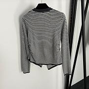 Fortok Loro Piana Knit Suit striped long-sleeved top + elastic high-waist casual pants Grey - 3