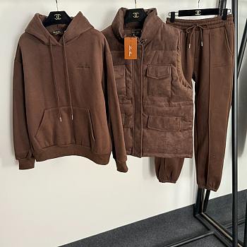 Fortok Loro Piana three-piece suit Dark Brown