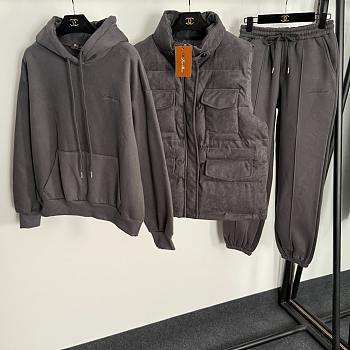 Fortok Loro Piana three-piece suit Grey