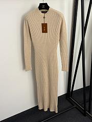 Fortok Loro Piana knitted long sleeve dress Beige  - 1