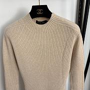 Fortok Loro Piana knitted long sleeve dress Beige  - 3
