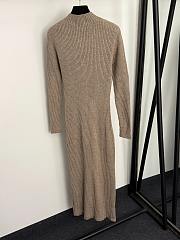 Fortok Loro Piana knitted long sleeve dress Brown - 2