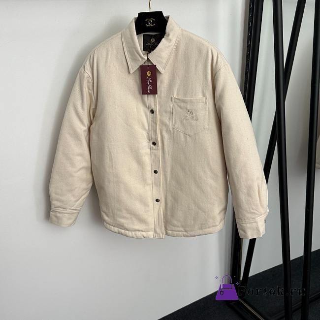 Fortok Loro Piana single pocket warm quilted lapel long-sleeved cotton jacket Cream  - 1
