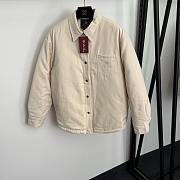 Fortok Loro Piana single pocket warm quilted lapel long-sleeved cotton jacket Cream  - 1