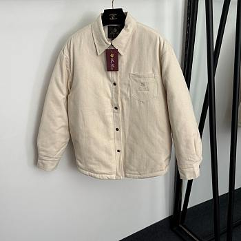 Fortok Loro Piana single pocket warm quilted lapel long-sleeved cotton jacket Cream 