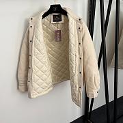 Fortok Loro Piana single pocket warm quilted lapel long-sleeved cotton jacket Cream  - 6