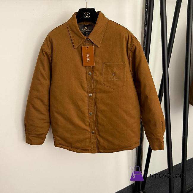 Fortok Loro Piana single pocket warm quilted lapel long-sleeved cotton jacket Brown - 1