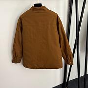 Fortok Loro Piana single pocket warm quilted lapel long-sleeved cotton jacket Brown - 2