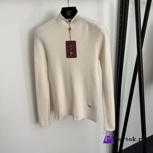 Fortok Loro Piana turtleneck slim long sleeve cashmere knit bottoming shirt Cream  - 1