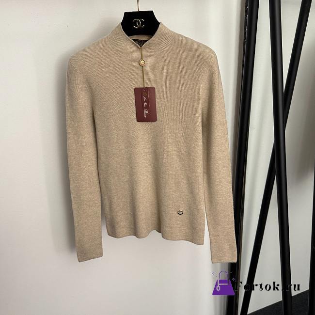 Fortok Loro Piana turtleneck slim long sleeve cashmere knit bottoming shirt Light Brown - 1