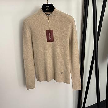 Fortok Loro Piana turtleneck slim long sleeve cashmere knit bottoming shirt Light Brown