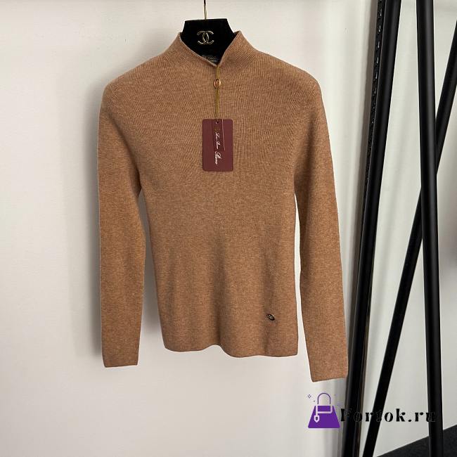 Fortok Loro Piana turtleneck slim long sleeve cashmere knit bottoming shirt Brown - 1