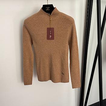 Fortok Loro Piana turtleneck slim long sleeve cashmere knit bottoming shirt Brown