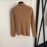 Fortok Loro Piana turtleneck slim long sleeve cashmere knit bottoming shirt Brown - 2