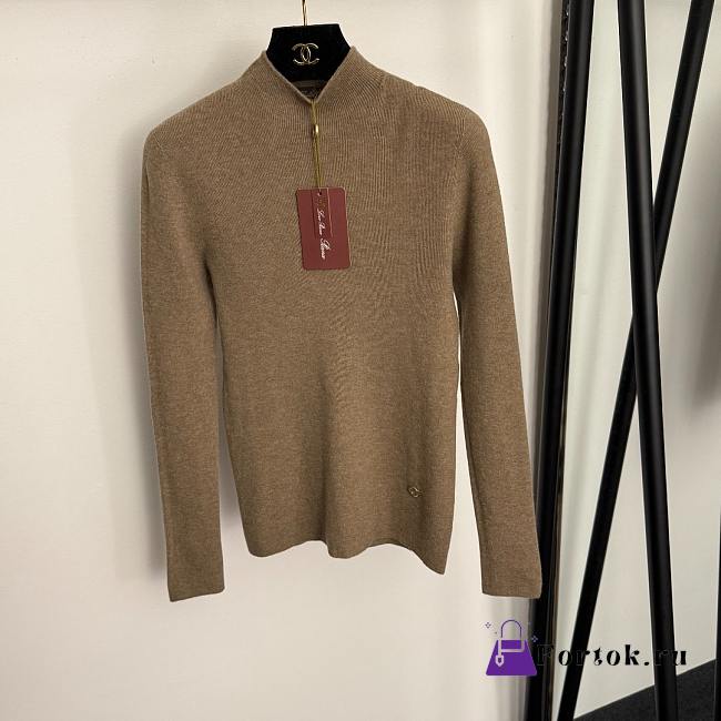 Fortok Loro Piana turtleneck slim long sleeve cashmere knit bottoming shirt Coffee - 1