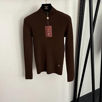 Fortok Loro Piana turtleneck slim long sleeve cashmere knit bottoming shirt Dark Brown
