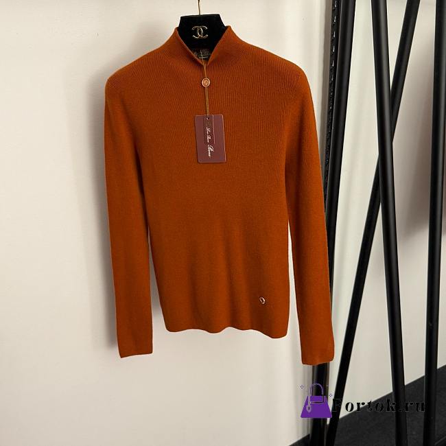 Fortok Loro Piana turtleneck slim long sleeve cashmere knit bottoming shirt Orange - 1