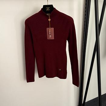 Fortok Loro Piana turtleneck slim long sleeve cashmere knit bottoming shirt Red