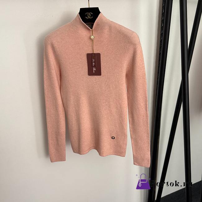 Fortok Loro Piana turtleneck slim long sleeve cashmere knit bottoming shirt Pink - 1