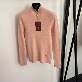 Fortok Loro Piana turtleneck slim long sleeve cashmere knit bottoming shirt Pink